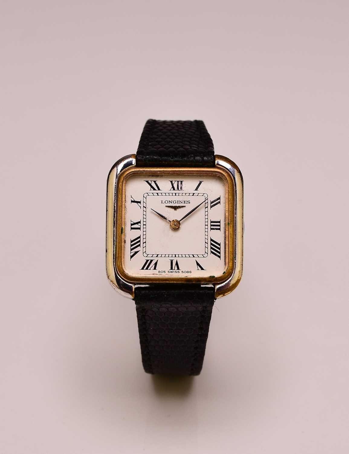 Lot 353 - Longines: A lady's bi-metal wristwatch