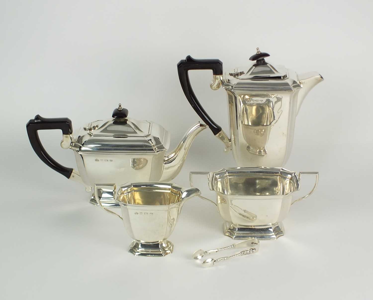 Lot 7 - A four piece silver tea service