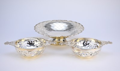 Lot 20 - Two pierced silver bowls and a pedestal silver bowl