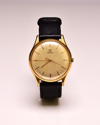 Lot 357 - Omega: A gentleman's gold-plated wristwatch