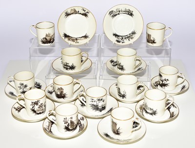 Lot 243 - Set of thirteen French coffee cans and saucers, 19th century