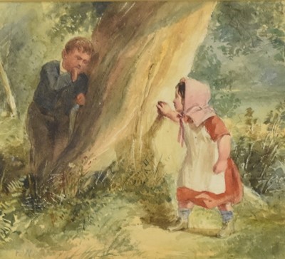 Lot 412 - Follower of Frederick Walker ARA RWS (1840-1875) Children Playing Hide and Seek