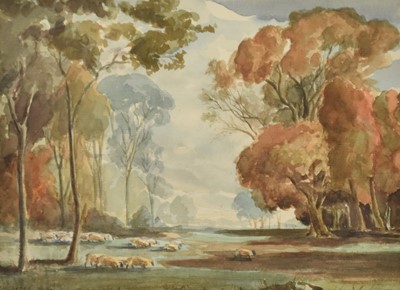 Lot 382 - Mary S Hagarty (act. 1882-1938) Cattle Watering on the Wye, plus a further watercolour