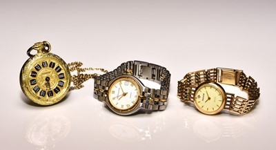 Lot 346 - Accurist and Mappin & Webb: Two lady's bracelet watches, and a pocket watch