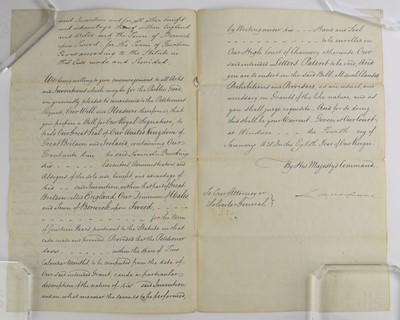 Lot 26 - Naval Interest - Patent application, 4th January 1828, signed by King George IV