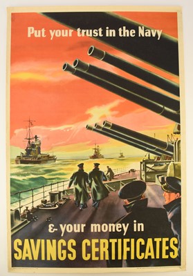 Lot WW2 British Savings Campaign Poster 'Put your trust in the Navy'