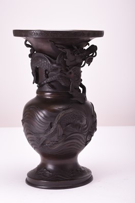Lot 115 - A pair of Japanese bronze vases, Meiji era