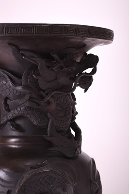 Lot 115 - A pair of Japanese bronze vases, Meiji era