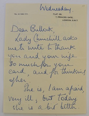 Lot 56 - Clementine Spencer Churchill, LS, to 'Mr Bullock'