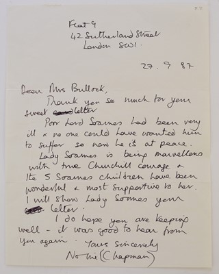 Lot 56 - Clementine Spencer Churchill, LS, to 'Mr Bullock'