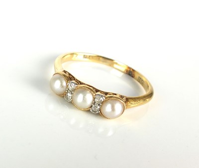 Lot 58 - An early 20th century untested pearl and diamond ring