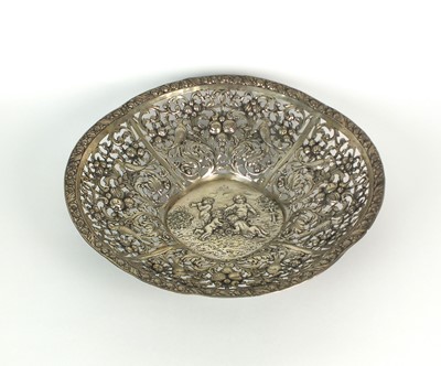 Lot 13 - A white metal decorative pierced bowl