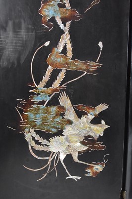 Lot 94 - A Chinese lacquer six-fold room screen, 20th century