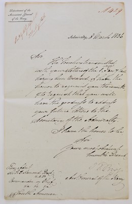 Lot 7 - Briggs, Sir John Thomas (1781-1865) Accountant General, Royal Navy. Document Signed.