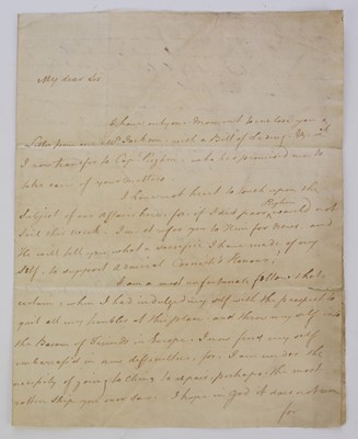 Lot 8 - British Occupation of Manila. ALS, Captain William Brereton, Military Governor of Manila, 1764.