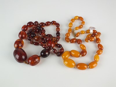 Lot 254 - Two graduated amber bead necklaces