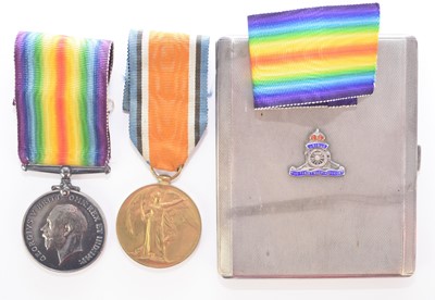 Lot 115 - WW1 Royal Engineers Medal pair and a WW2 silver Royal Engineers silver cigarette case