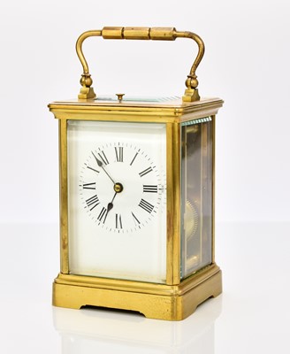 Lot 329 - A French brass carriage clock with repeat, early 20th century