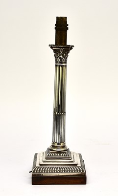 Lot 61 - A Victorian silver mounted candlestick converted to lamp base