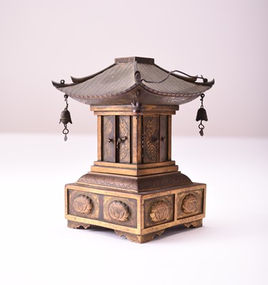 Lot 113 - A Japanese bronze model of a shrine, Meiji era