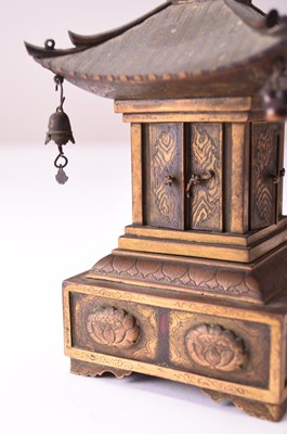 Lot 113 - A Japanese bronze model of a shrine, Meiji era