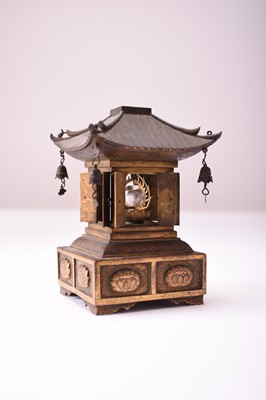 Lot 113 - A Japanese bronze model of a shrine, Meiji era