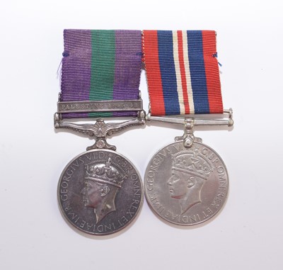 Lot 116 - Medal pair of 1939-45 War Medal and GSM with Palestine 1945-48 Clasp