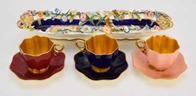 Lot 51 - Samuel Alcock pen tray and three Coalport cabinet cups