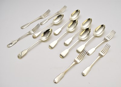 Lot 77 - A collection of silver Fiddle pattern flatware