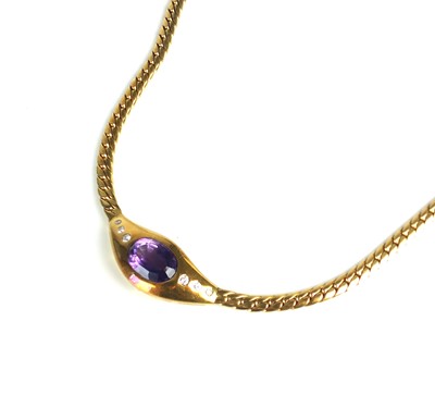 Lot 104 - An amethyst and diamond necklace