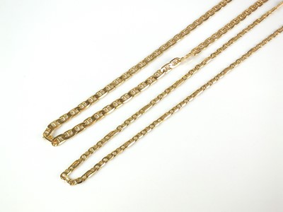 Lot 340 - Two yellow metal chain necklaces