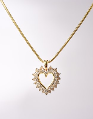 Lot 228 - A diamond set heart shaped pendant on chain