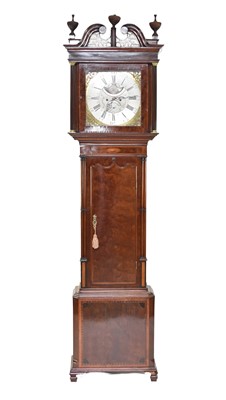 Lot 617 - A George III inlaid mahogany brass dial longcase clock