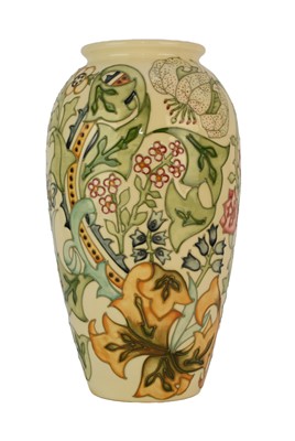 Lot 250 - Large Moorcroft 'Golden Lily' vase designed by Sally Tuffin