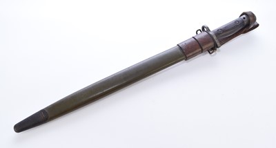 Lot 144 - British P1907 bayonet marked for Royal Artillery (Coastal Defences) with P1917 scabbard