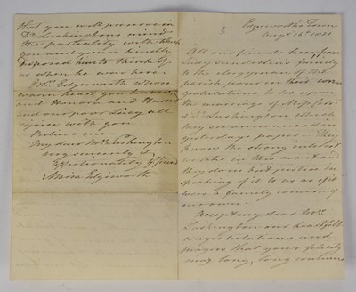 Lot 61 - EDGEWORTH, Maria (1768-1849) Anglo-Irish novelist. A small archive of circa 14 autograph letters signed, covering approximately 67 sides...
