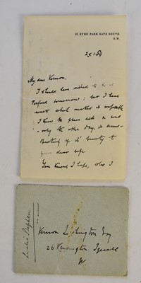 Lot 62 - STEPHEN, Sir Lesley, autograph letter signed, 13 Hyde Park Gate South, 25.1.84. To Vernon Lushington, 2 sides. With 11 other letters...