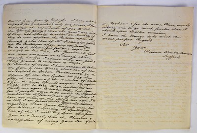 Lot 63 - SUFFIELD, Lord, and others, autograph letters signed to Sir Stephen Lushington. A small quantity of letters written in October 1806 and June 1807 concerning...