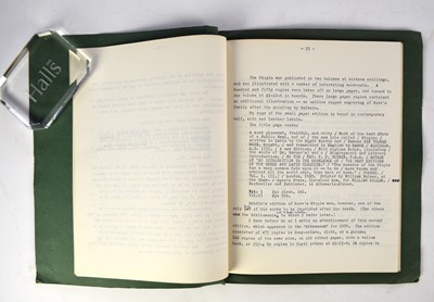 Lot 68 - [DIBDIN, Thomas Frognall] SCOTT, Walter Sidney (1900-1980) The draft typescript bibliographies of Dibdin, together with hand-written notes, extracts about Dibdin...