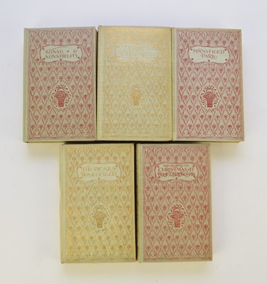 Lot 9 - AUSTEN, Jane, Sense and Sensibility. J M Dent & Sons, no date, circa 1898. Colour, illustrations by C E Brock. Boards printed in a red floral design; with ... (box)