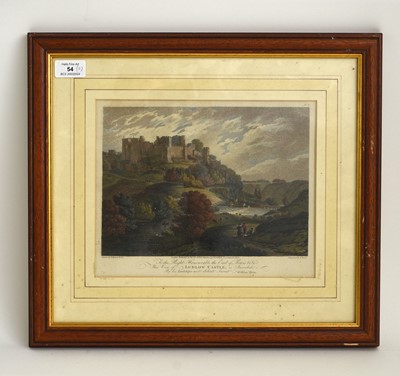 Lot 54 - VIEW OF LUDLOW CASTLE and interior view of Ludlow Castle, by T Hearne, 1798. 210mm x 260mm (2)