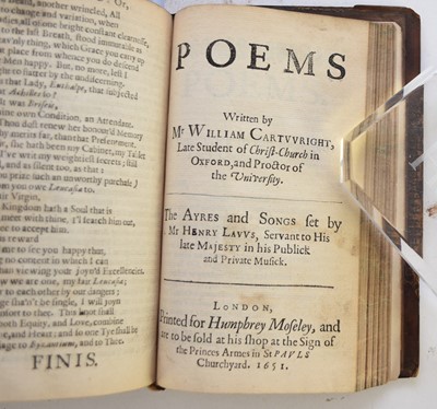 Lot 40 - CARTWRIGHT, William, Comedies, Tragi-Comedies, with other Poems. Humphrey Moseley, 1651. Portrait frontis by Lombart (lard down)...