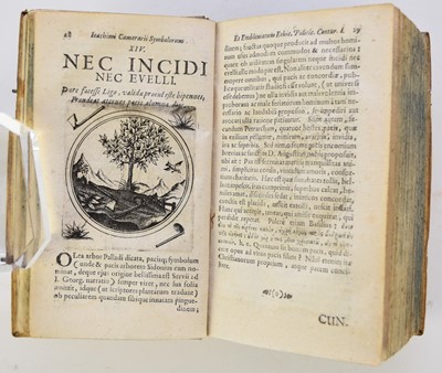 Lot 41 - CAMERARIUS, Joachim, Symbolorum ac Emblematum Ethico Politicorum. Ludovici Bourgeat, Mainz, 1697. 4 parts in 1 vol. With 400 circular engravings...