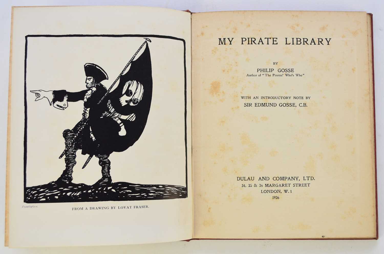 Lot 45 - GOSSE, Philip, My Pirate Library. 4to, 1st edition, 1926. One of 300 copies numbered and signed by the author. Red buckram with bevelled edges.