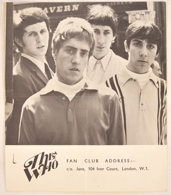 Lot 90 - THE WHO. Fan club photograph of the band, signed to verso by Keith Moon