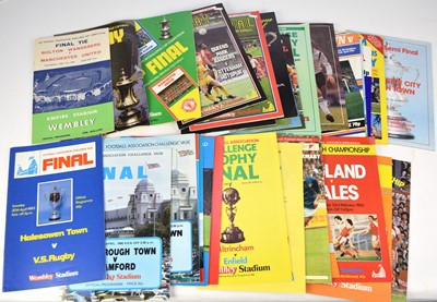 Lot 100 - FOOTBALL PROGRAMMES. Mainly big match from 1980s. England and Scotland internationals, several FA Cup finals including 1958 and 1981, 1982 and 1983, all with replays, Charity Sheild etc... (2 boxes)
