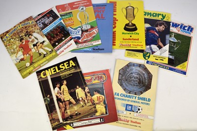 Lot 100 - FOOTBALL PROGRAMMES. Mainly big match from 1980s. England and Scotland internationals, several FA Cup finals including 1958 and 1981, 1982 and 1983, all with replays, Charity Sheild etc... (2 boxes)