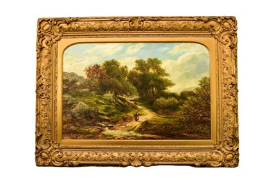 Lot 427 - British School (19th Century) Peasant Woman Walking towards a Country Stream