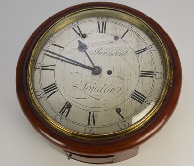 Lot 610 - An early 19th century mahogany fusee wall clock, Innocent of London