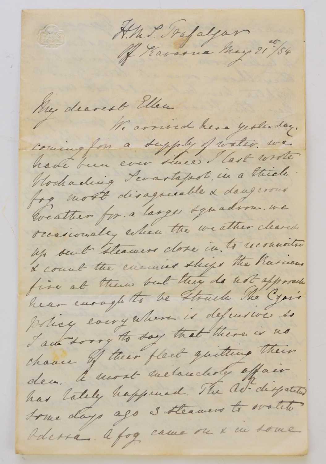 Lot 23 - Crimean War - Lt. T.M Kelsall, autograph letters about the fate of HMS Tiger and its Captain